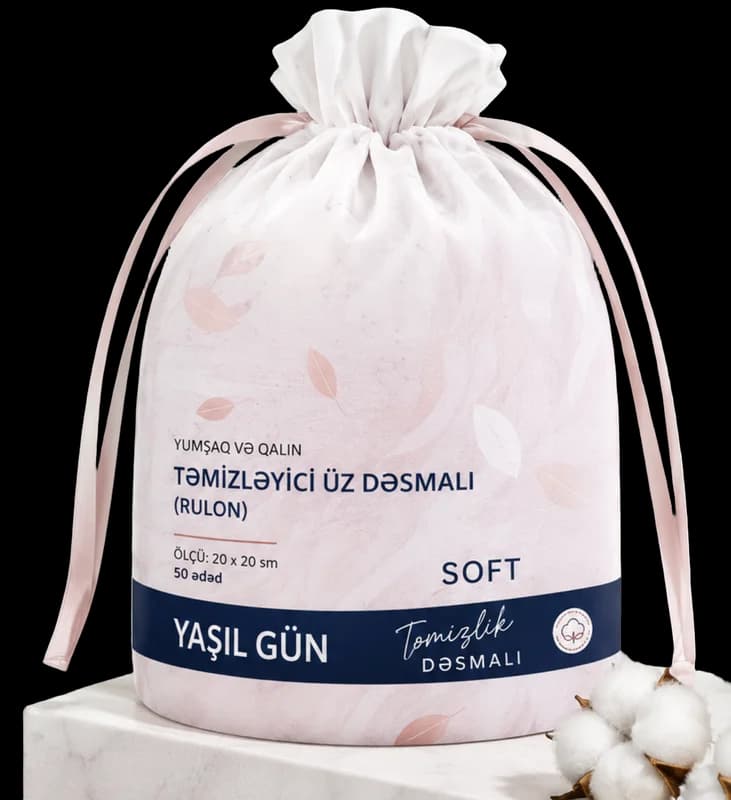 Yumşaq və qalın təmizləyici üz dəsmalı (rulon)
